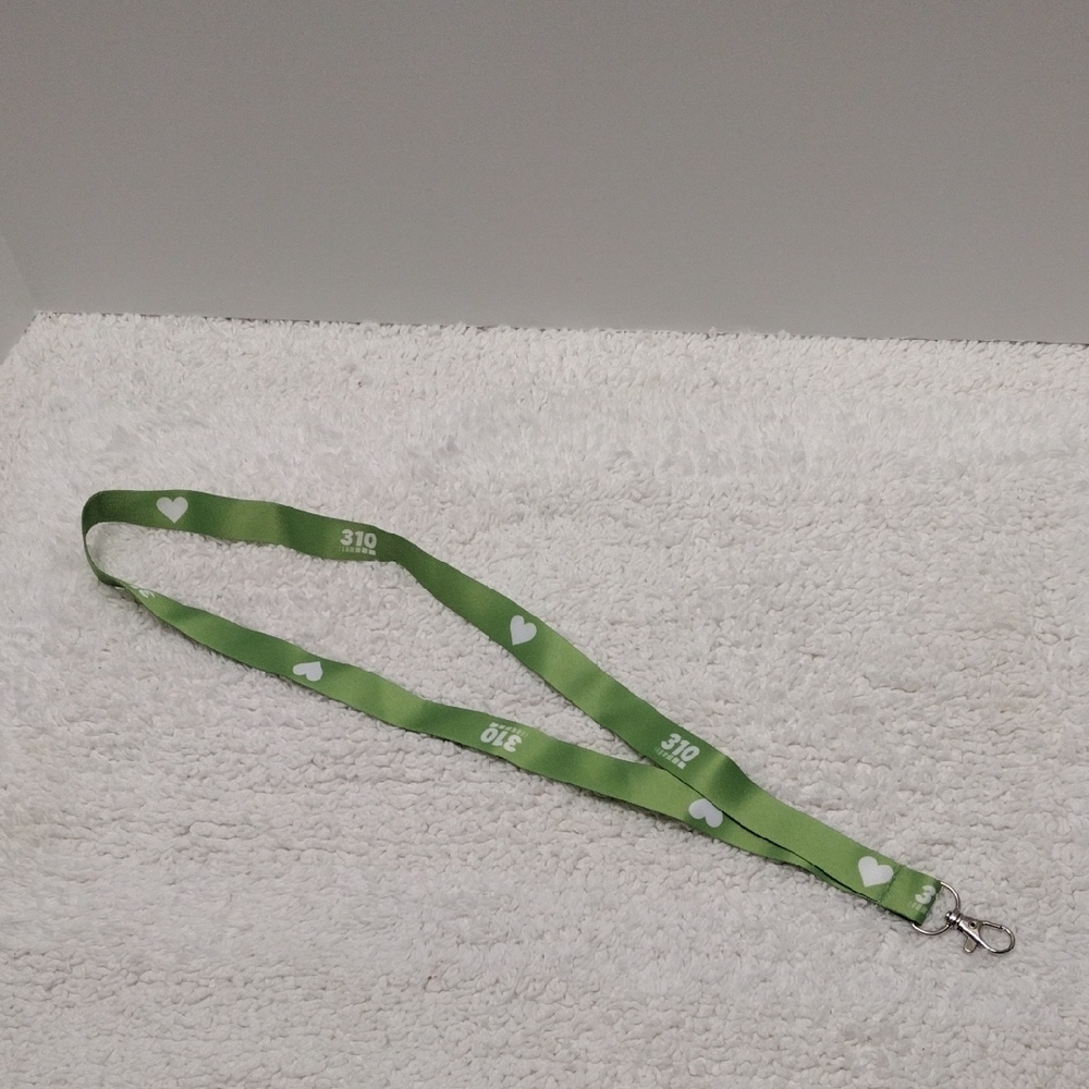 Lime Green Heart Pattern Lanyard Key Holder